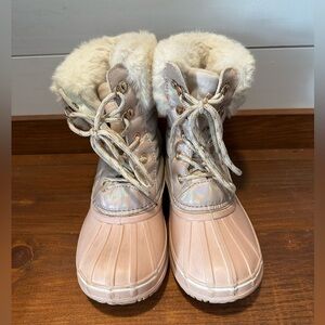 Girls Pink London Fog Collection Fuax Fur Warm Winter Outdoor Boots Size 4